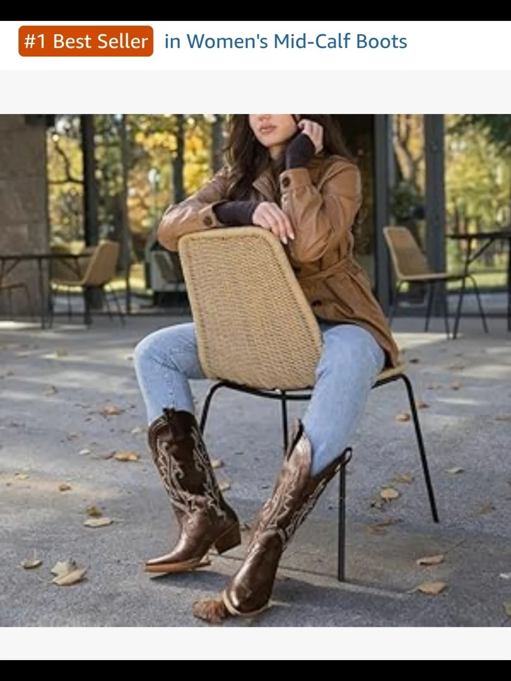 Brown Women's Western Embroidered Cowboy Booties